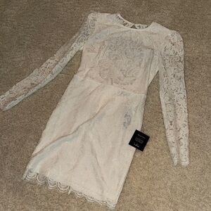 Lulu's Cream Lace Long Sleeve Dress